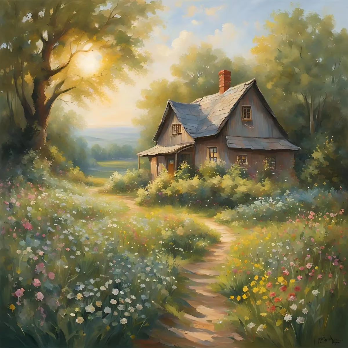 Rustic Wall Art Printable I Cabin Decor for Home I Wildflowers Square Art Design – Printable Wall Art