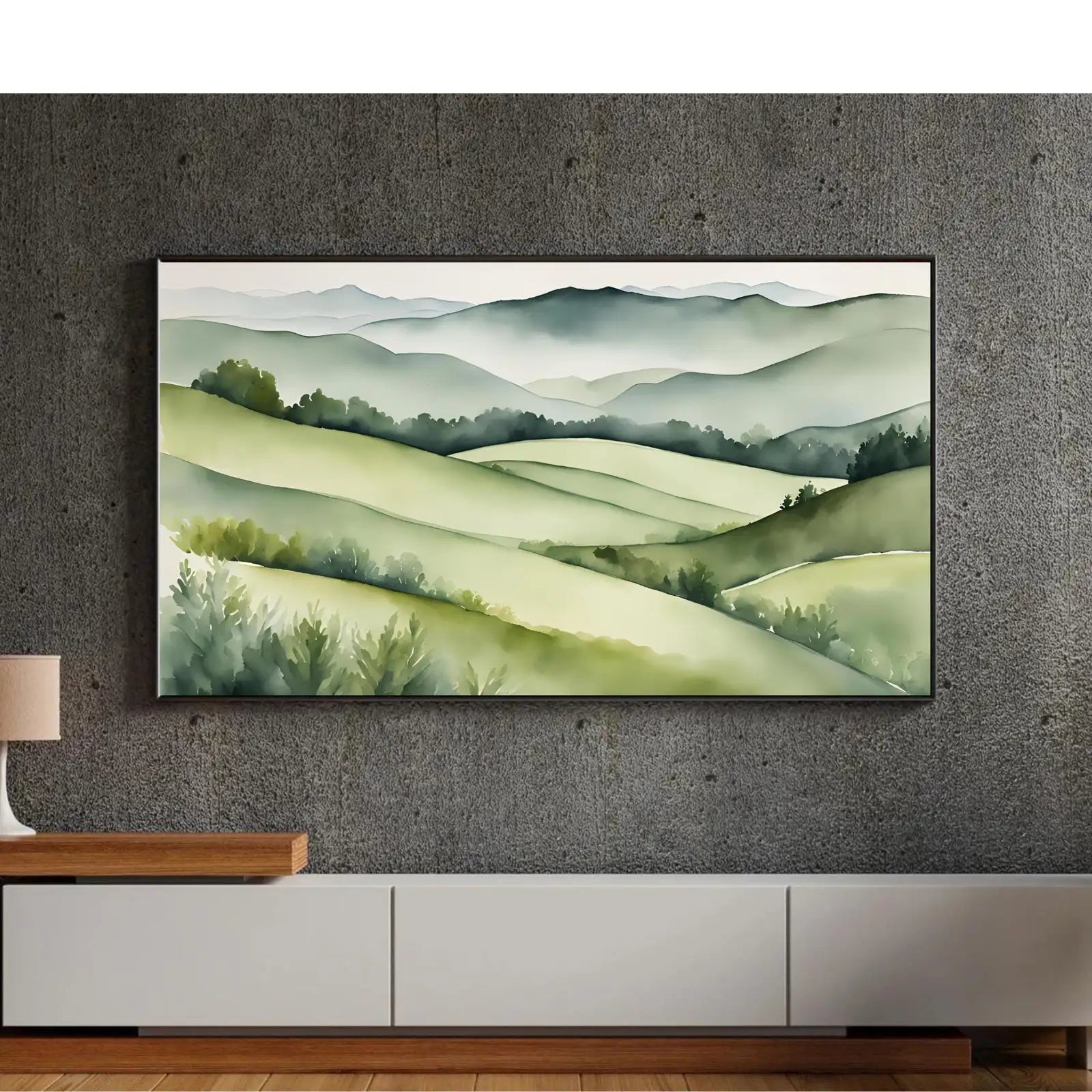 Included artwork preview showing first selection of artworks from Sage Green Art For Frame TV. Countryside Decor For Samsung Frame TV. Watercolor Home Design For Frame TV 4K..