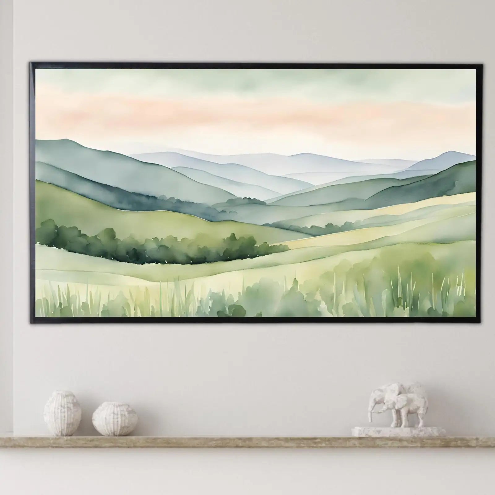 Included artwork preview showing first selection of artworks from Sage Green Art For Frame TV I Countryside Decor For Samsung Frame TV I Minimalist Home 4K Wall Art.