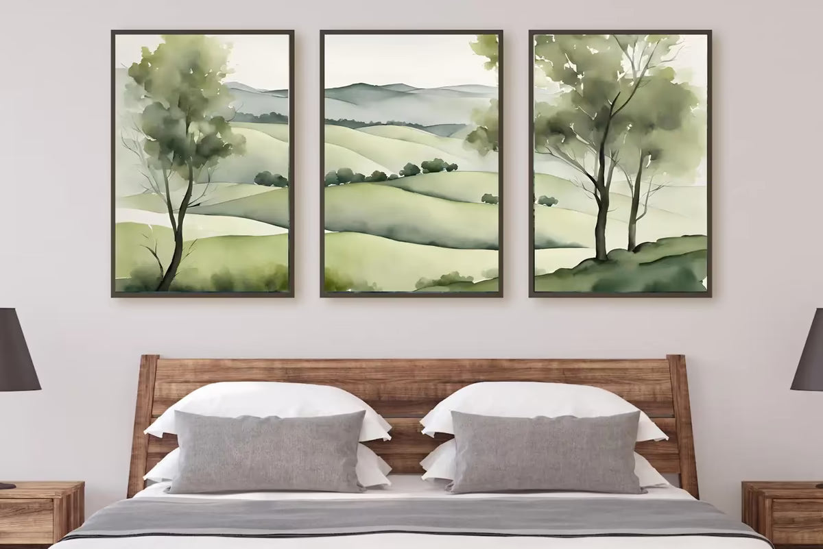 Sage Green Mountain Wall Art I Countryside Decor I Minimalist Prints I 3 Pieces Wall Art I Modern Home Decor – Printable Wall Art