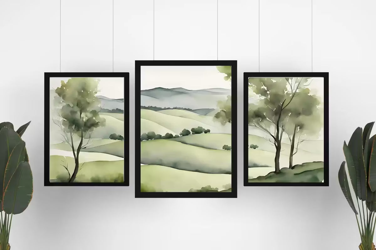Sage Green Mountain Wall Art I Countryside Decor I Minimalist Prints I 3 Pieces Wall Art I Modern Home Decor – Printable Wall Art