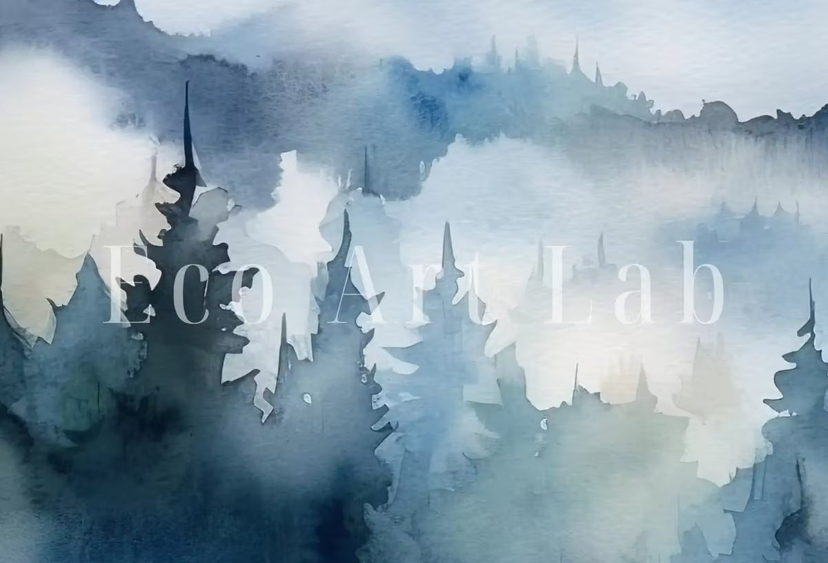 Samsung Frame TV Art 4K Blue Mountain Forest Landscape Painting. Instant Download. Abstract Forest Art for Samsung Frame TV. Art for TV – Frame TV  Art