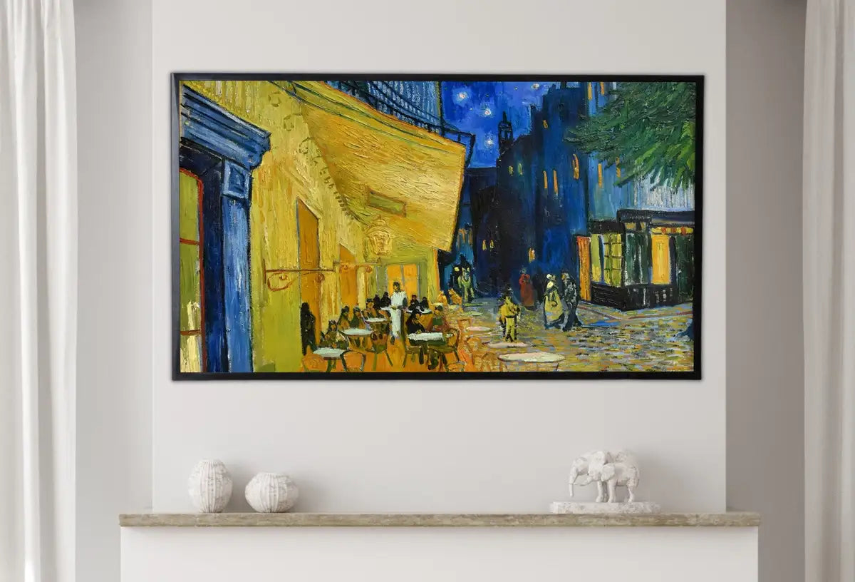Detail view of artwork from Samsung Frame TV Art 4K Café Terrace Famous Painting by Vincent van Gogh. Instant Download Remastered Art for the Frame TV. Vintage Wall Art. (variation 2)