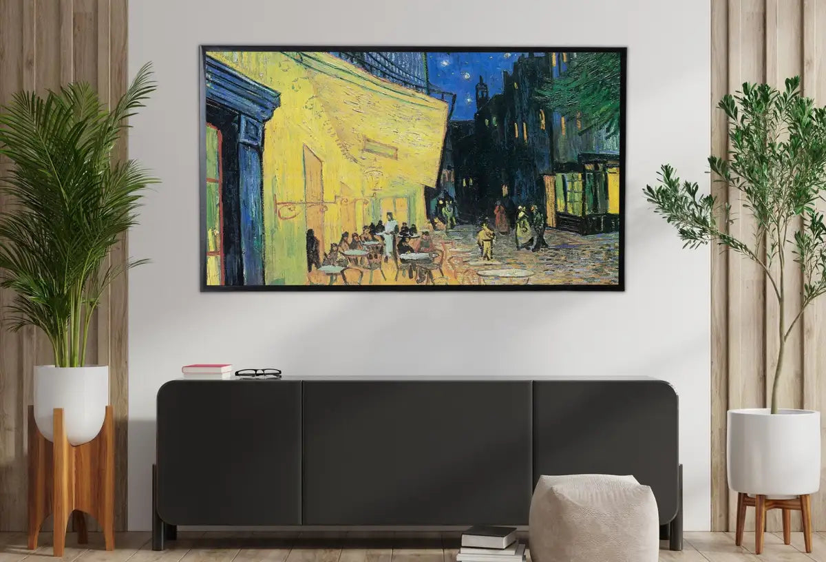Detail view of artwork from Samsung Frame TV Art 4K Café Terrace Famous Painting by Vincent van Gogh. Instant Download van Gogh Art for the Frame TV. Vintage Wall Art. (variation 2)