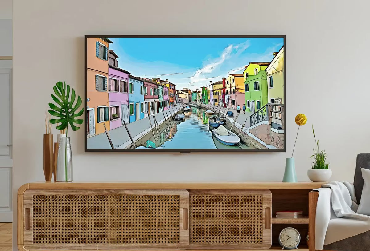 Samsung Frame TV Art 4K Case Colorate Burano, Venice Colorful Italy Art. Instant Download Venice Landscape for the Frame TV. Italy Decor – Frame TV  Art