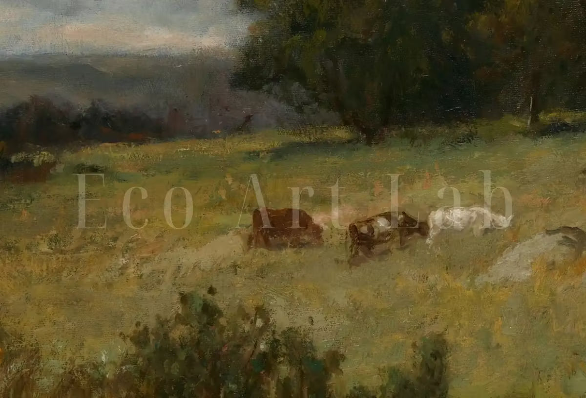 Samsung Frame TV Art 4K Cattle Near Stream Vintage Landscape Painting. Instant Download. Rustic Art for Frame TV. Landscape Art for TV – Frame TV  Art