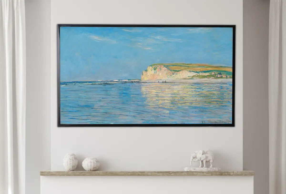 Detail view of artwork from Samsung Frame TV Art 4K Claude Monet Low Tide at Pourville Famous Painting. Instant Download. Vintage Art for Samsung Frame TV. Art for TV. (variation 2)