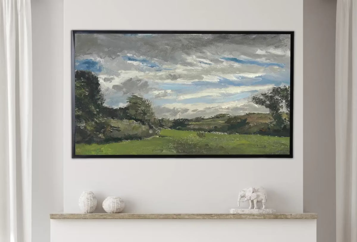 Samsung Frame TV Art 4K Cloudy Landscape Famous Painting by Vincent van Gogh. Instant Download van Gogh Art for the Frame TV. Vintage Decor – Frame TV  Art