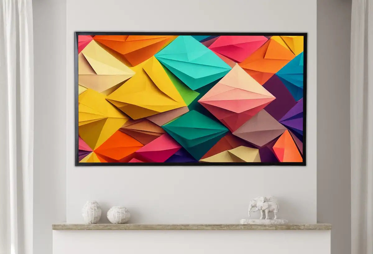 Detail view of artwork from Samsung Frame TV Art 4K Colorful Abstract 3D Paper Texture Art. Abstract Modern Decor. Abstract Origami Pattern. Instant Download Art for TV. (variation 2)