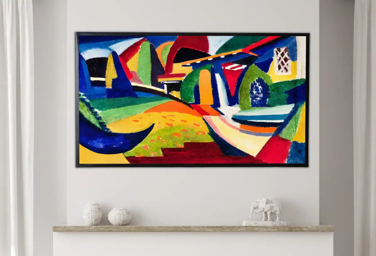 Detail view of artwork from Samsung Frame TV Art 4K Colorful Cubist Abstract Painting. Instant Download Vintage Famous Abstract Painting. Aesthetic Art for Frame TV. (variation 2)