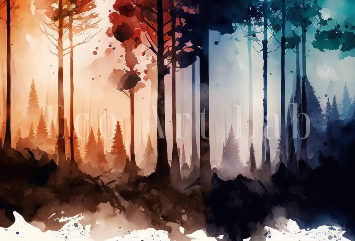 Samsung Frame TV Art 4K Colorful Forest Watercolor Landscape Digital Painting. Instant Download Forest Art for Samsung Frame TV. Art for TV – Frame TV  Art