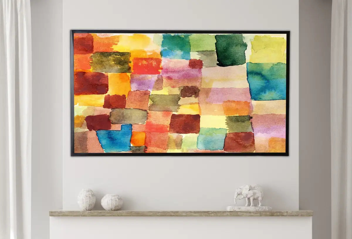 Detail view of artwork from Samsung Frame TV Art 4K Colorful Paul Klee Abstract Painting. Instant Download Vintage Famous Abstract Painting. Paul Klee Art for Frame TV. (variation 2)