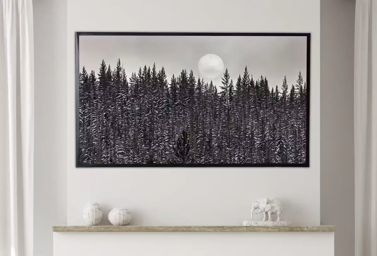Samsung Frame TV Art 4K Dark Forest & Moon Landscape Nature Wall Art. Instant Download Forest Digital Art. Pine Trees Art for Frame TV – Frame TV  Art