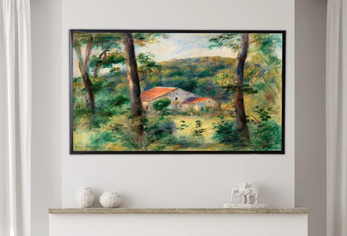Detail view of artwork from Samsung Frame TV Art 4K Environs of Briey by Auguste Renoir. Famous Antique Oil Painting. Landscape Vintage Impressionist Art for Frame TV. (variation 2)
