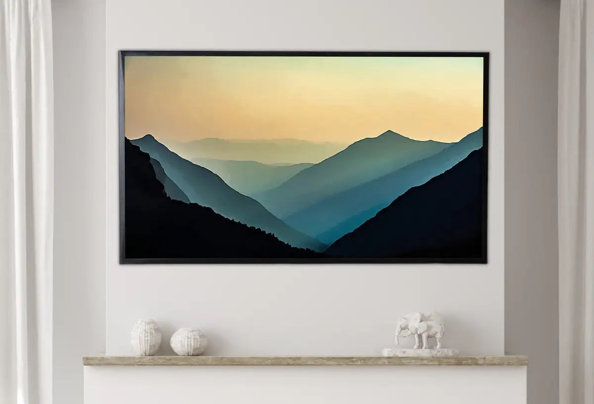 Detail view of artwork from Samsung Frame TV Art 4k Evening in the Mountains Abstract Landscape. Evening Art Samsung TV Digital Download for Samsung Frame, Frame TV Art. (variation 2)