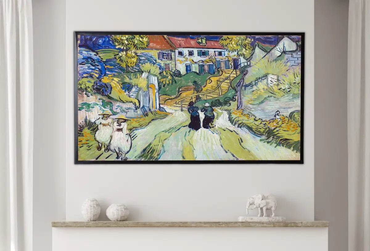 Detail view of artwork from Samsung Frame TV Art 4K Famous Stairway at Auvers Painting by Vincent van Gogh. Instant Download van Gogh Art for Frame TV. Vintage Wall Art. (variation 2)