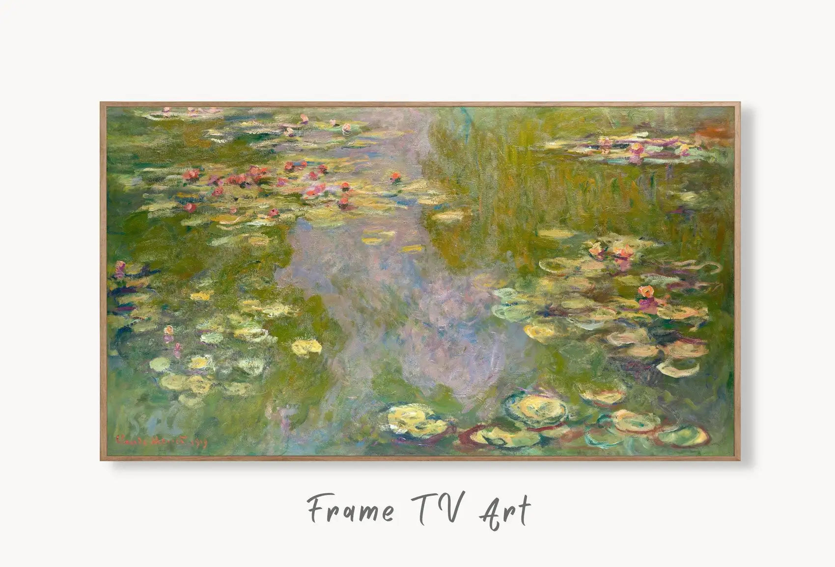 Detail view of artwork from Samsung Frame TV Art 4K Famous Water Lilies Claude Monet Painting. Instant Download Botanical Wall Art for the Frame TV. Vintage Wall Art. (variation 6)