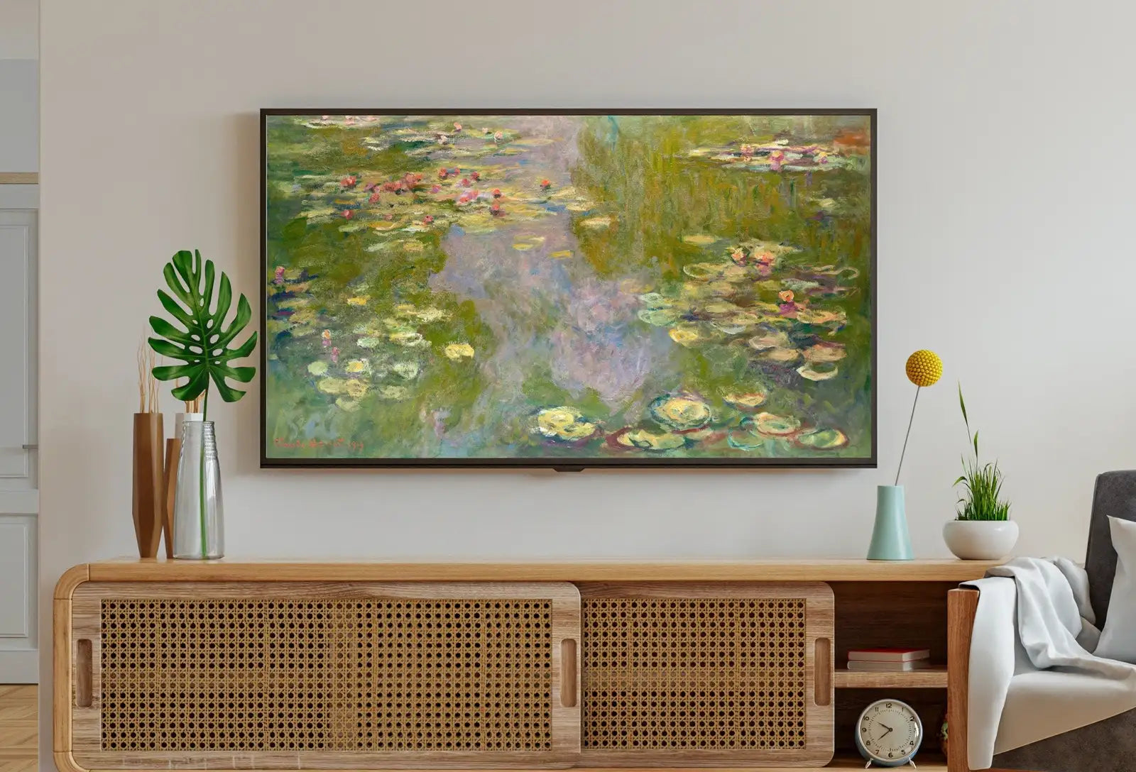 Detail view of artwork from Samsung Frame TV Art 4K Famous Water Lilies Claude Monet Painting. Instant Download Botanical Wall Art for the Frame TV. Vintage Wall Art. (variation 1)