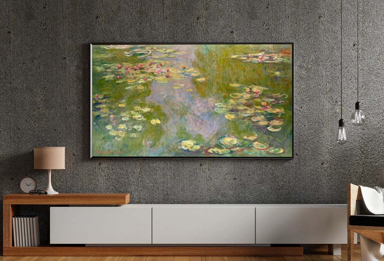 Detail view of artwork from Samsung Frame TV Art 4K Famous Water Lilies Claude Monet Painting. Instant Download Botanical Wall Art for the Frame TV. Vintage Wall Art. (variation 2)