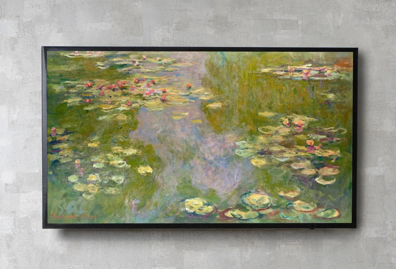 Detail view of artwork from Samsung Frame TV Art 4K Famous Water Lilies Claude Monet Painting. Instant Download Botanical Wall Art for the Frame TV. Vintage Wall Art. (variation 3)