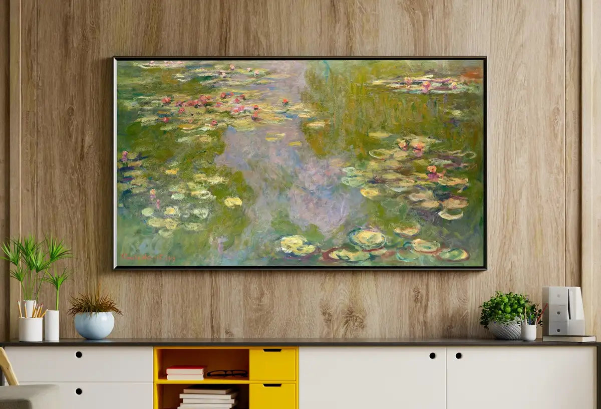 Detail view of artwork from Samsung Frame TV Art 4K Famous Water Lilies Claude Monet Painting. Instant Download Botanical Wall Art for the Frame TV. Vintage Wall Art. (variation 5)