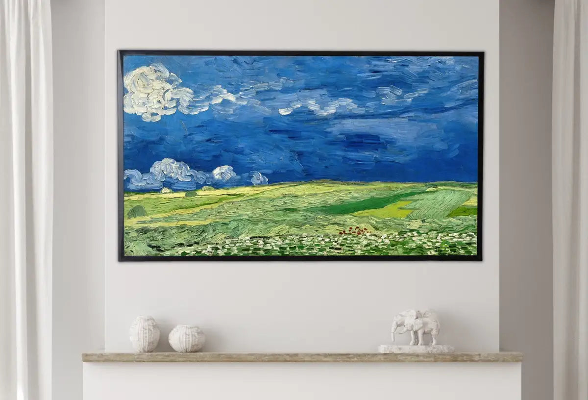 Detail view of artwork from Samsung Frame TV Art 4K Famous Wheat Field Painting by Vincent van Gogh. Instant Download van Gogh Landscape for Frame TV. Vintage Decor. (variation 2)