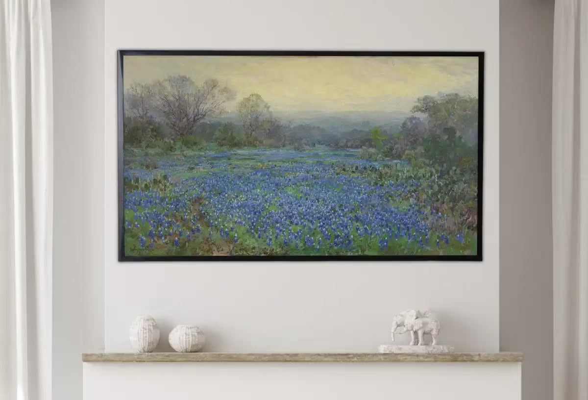 Samsung Frame TV Art 4K Field of Bluebonnets. Vintage Spring Landscape Painting. Instant Download Landscape Wall Art for Frame TV – Frame TV  Art