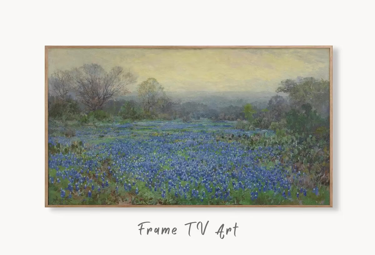 Samsung Frame TV Art 4K Field of Bluebonnets. Vintage Spring Landscape Painting. Instant Download Landscape Wall Art for Frame TV – Frame TV  Art