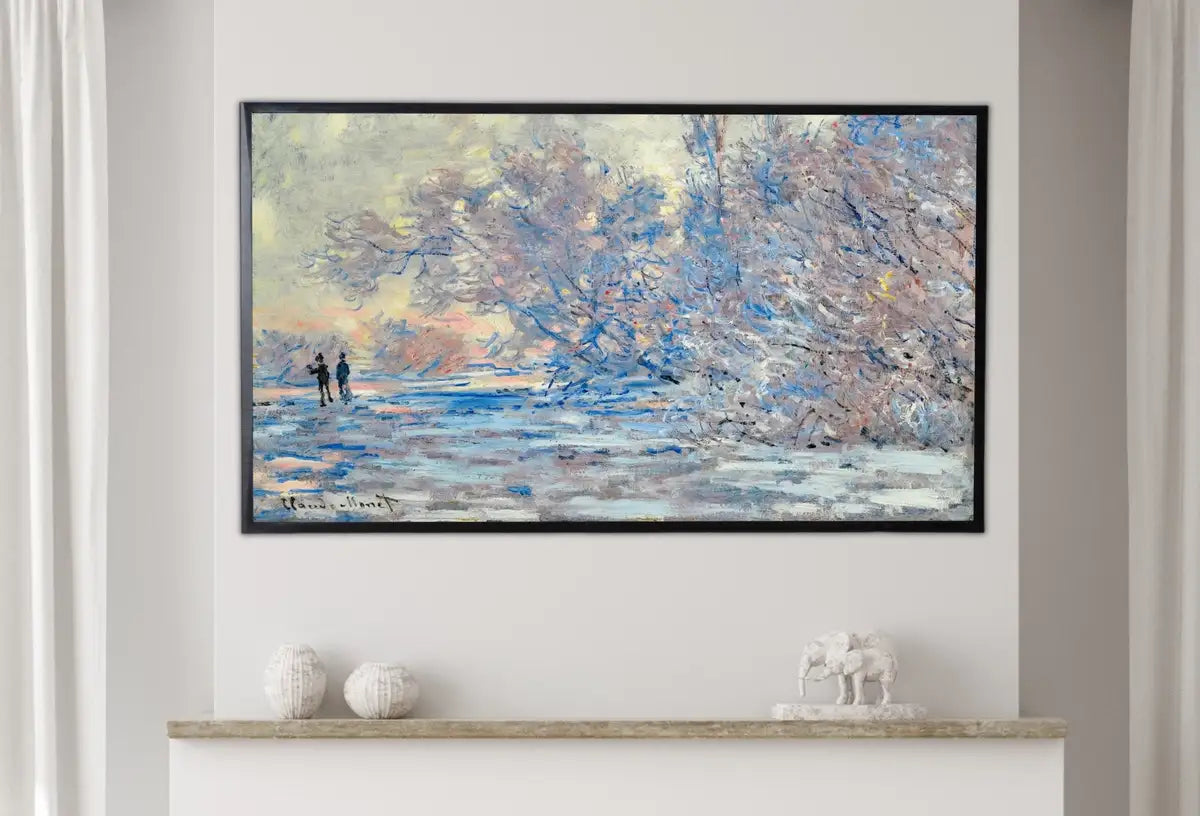 Detail view of artwork from Samsung Frame TV Art 4K Frost at Giverny Famous Claude Monet Painting. Instant Download Landscape Wall Art for Frame TV. Vintage Wall Art. (variation 2)