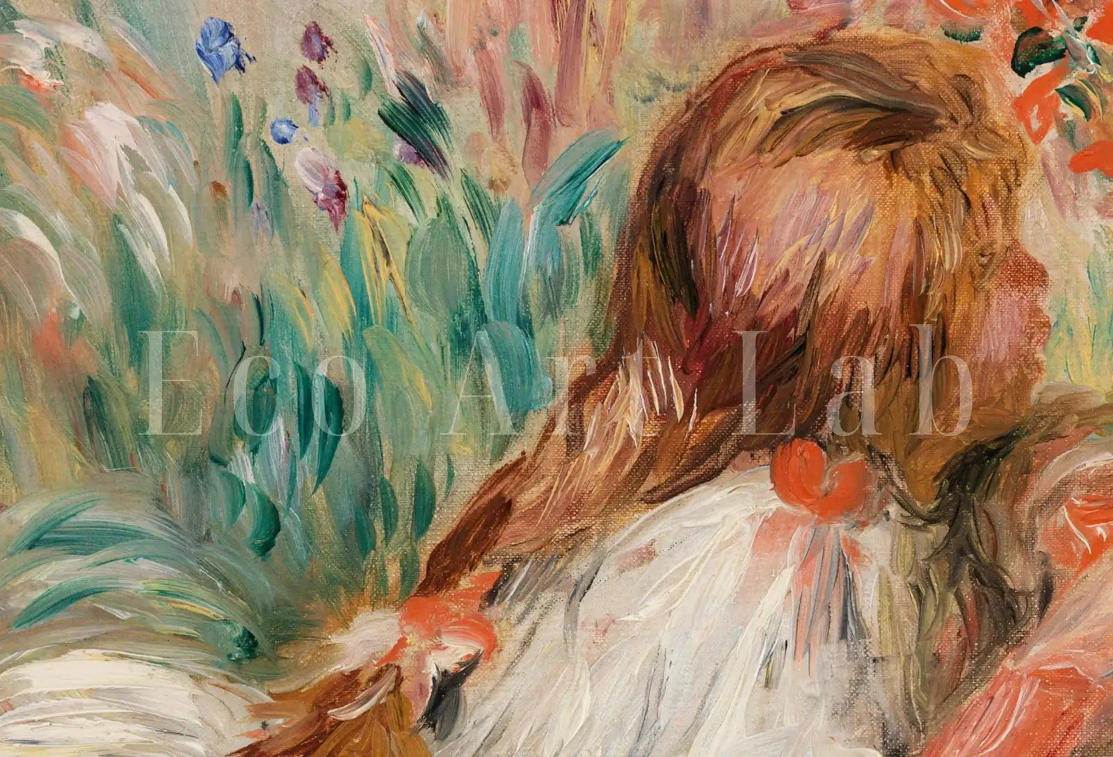 Detail view of artwork from Samsung Frame TV Art 4K Girls in the Grass by Auguste Renoir. Famous Antique Oil Painting. Landscape Vintage Impressionist Art for Frame TV. (variation 1)