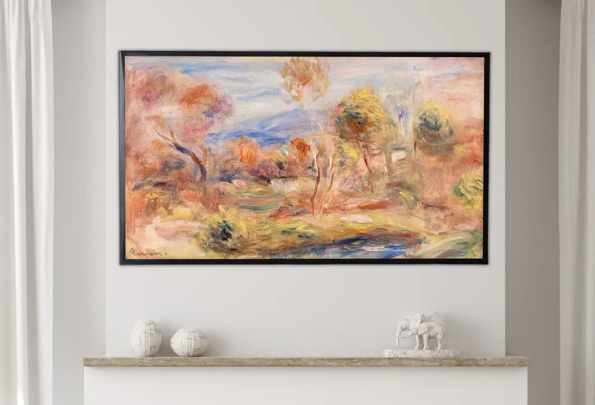 Detail view of artwork from Samsung Frame TV Art 4K Glade (Clairière) by Auguste Renoir. Famous Antique Oil Painting. Landscape Vintage Impressionist Art for Frame TV. (variation 2)
