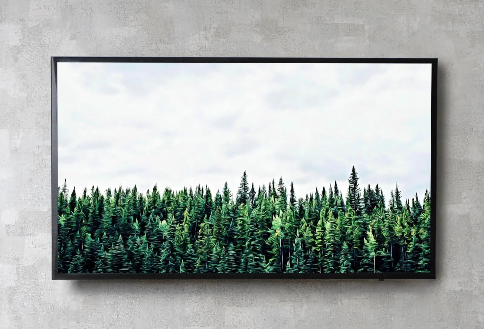 Detail view of artwork from Samsung Frame TV Art 4K Green Forest Landscape Nature Wall Art. Instant Download Forest Photography. Pine Trees Art for Frame TV. (variation 3)
