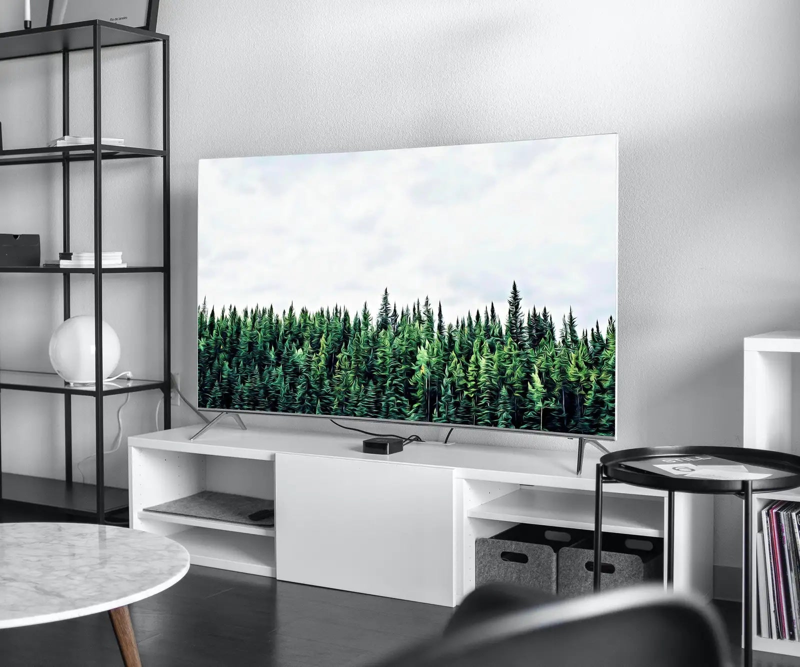 Detail view of artwork from Samsung Frame TV Art 4K Green Forest Landscape Nature Wall Art. Instant Download Forest Photography. Pine Trees Art for Frame TV. (variation 7)