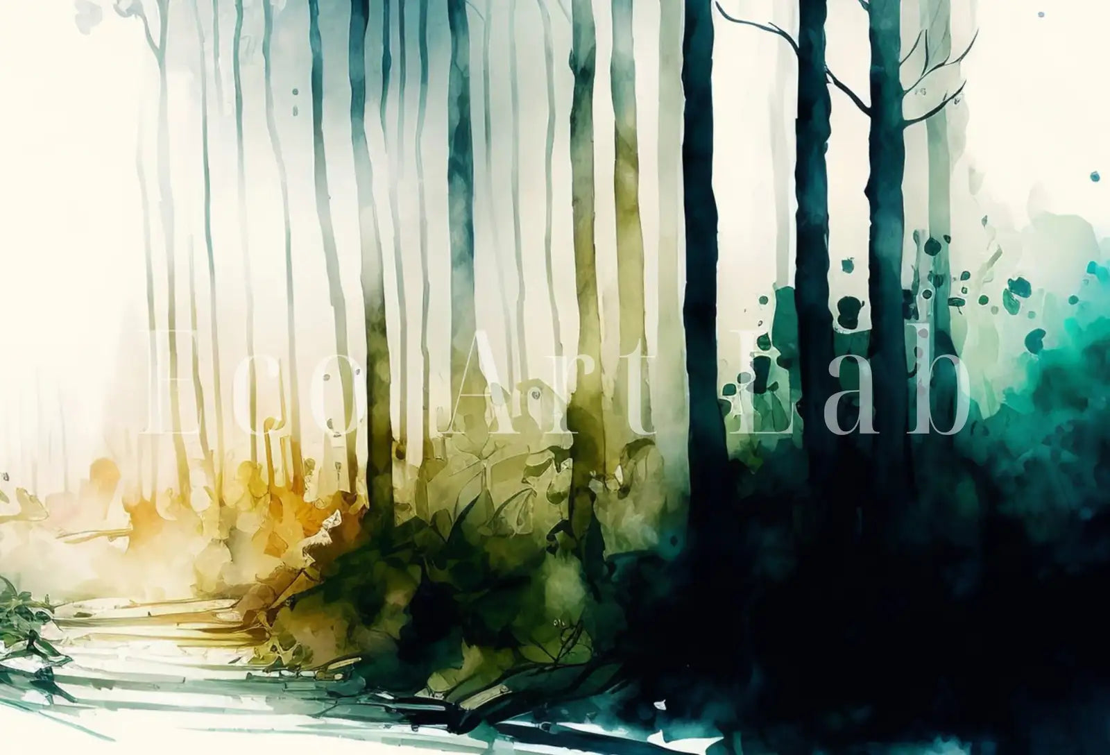 Included artwork preview showing first selection of artworks from Samsung Frame TV Art 4K Green Forest Landscape Watercolor Digital Painting. Instant Download Forest Art for Samsung Frame TV. Art for TV. (variation 1)