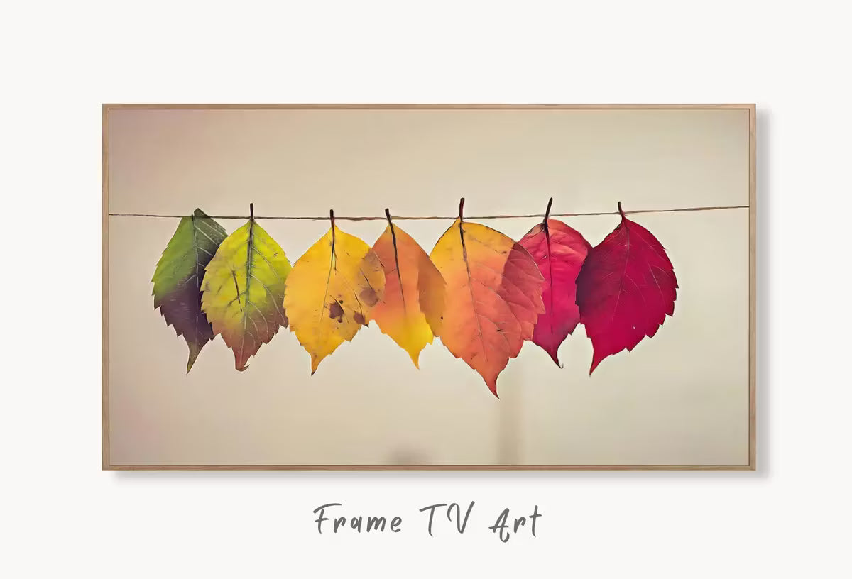 Samsung Frame TV Art 4K Hanging Autumn Leaves Digital Painting. Instant Download Fall Art for the Samsung Frame TV. Nature Art for TV – Frame TV  Art