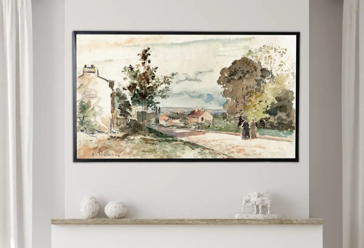Detail view of artwork from Samsung Frame TV Art 4K Impressionist Road in Versailles Vintage Painting. Instant Download Vintage Nature Art for Samsung Frame TV. TV Art. (variation 2)