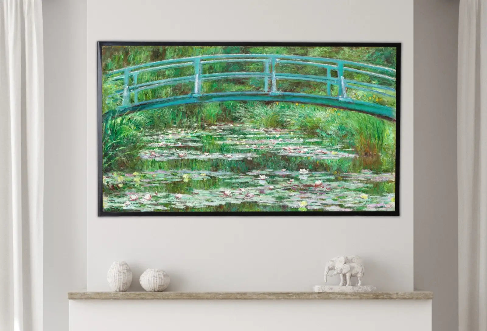 Included artwork preview showing first selection of artworks from Samsung Frame TV Art 4K Japanese Footbridge Famous Claude Monet Painting. Instant Download Botanical Wall Art for Frame TV. Vintage Wall Art.