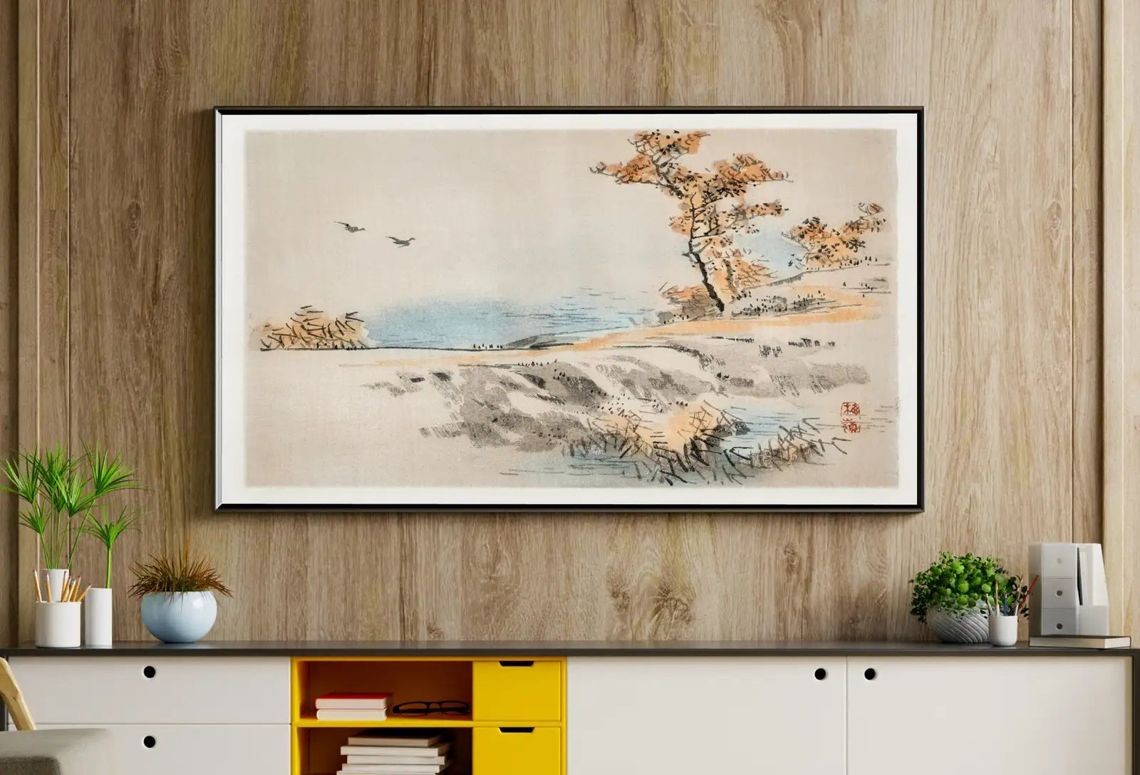 Detail view of artwork from Samsung Frame TV Art 4K Lake Landscape Vintage Japanese Wall Art. Instant Download Antique Japanese Art for the Frame TV. Vintage Wall Art. (variation 1)