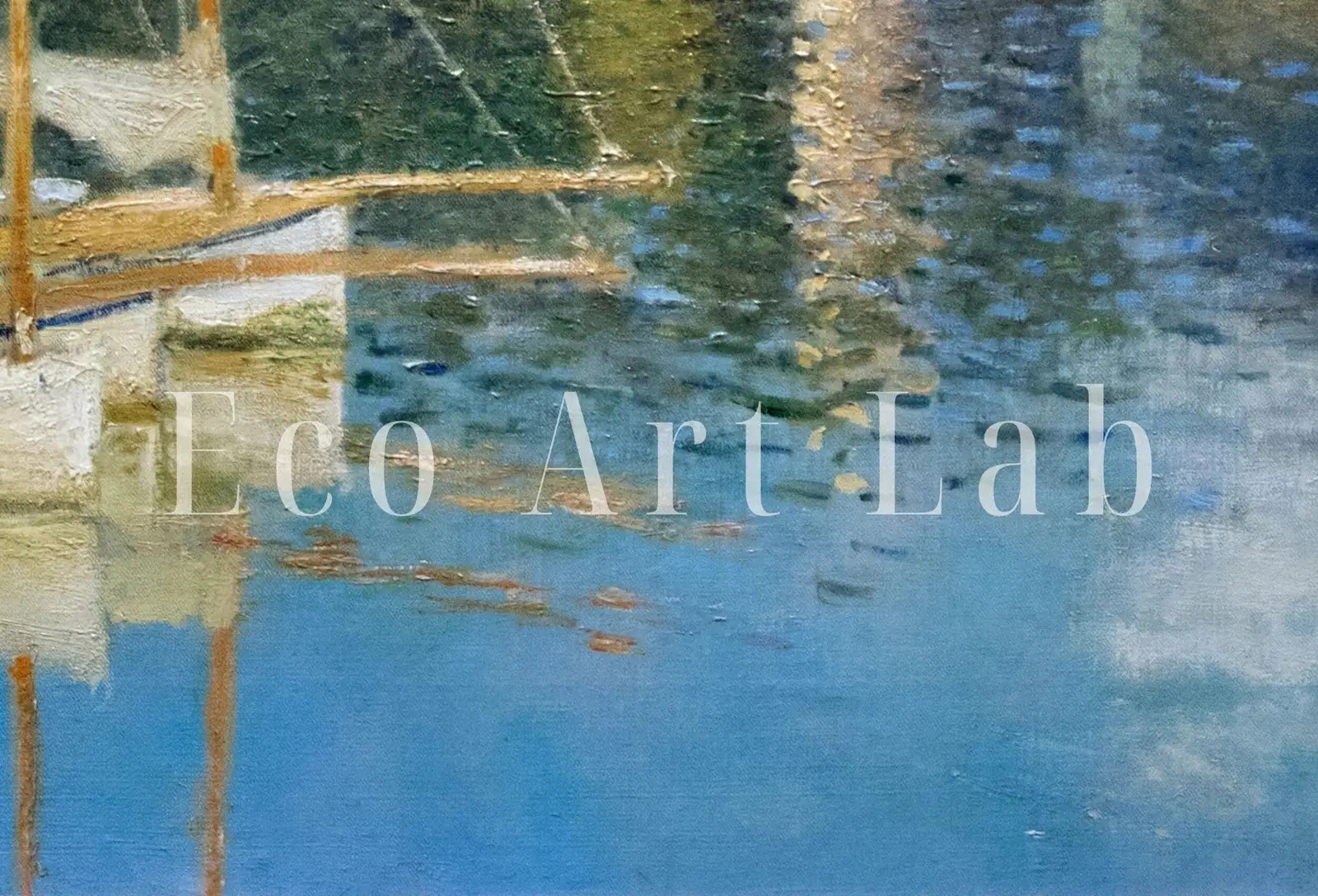 Detail view of artwork from Samsung Frame TV Art 4K Monet Argenteuil Bridge Famous Painting. Instant Download Vintage Art for Samsung Frame TV. Claude Monet Art for TV. (variation 1)
