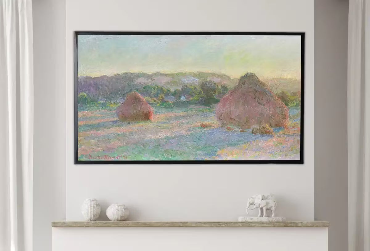 Samsung Frame TV Art 4K Monet Stacks of Wheat Famous Painting. Instant Download Landscape Art for Samsung Frame TV. Claude Monet TV Art – Frame TV  Art