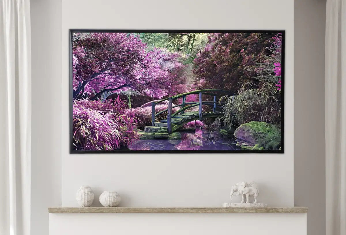 Detail view of artwork from Samsung Frame TV Art 4K Mystical Garden Spring Landscape Digital Painting. Instant Download Colorful Spring Art for the Frame TV. Art for TV. (variation 2)