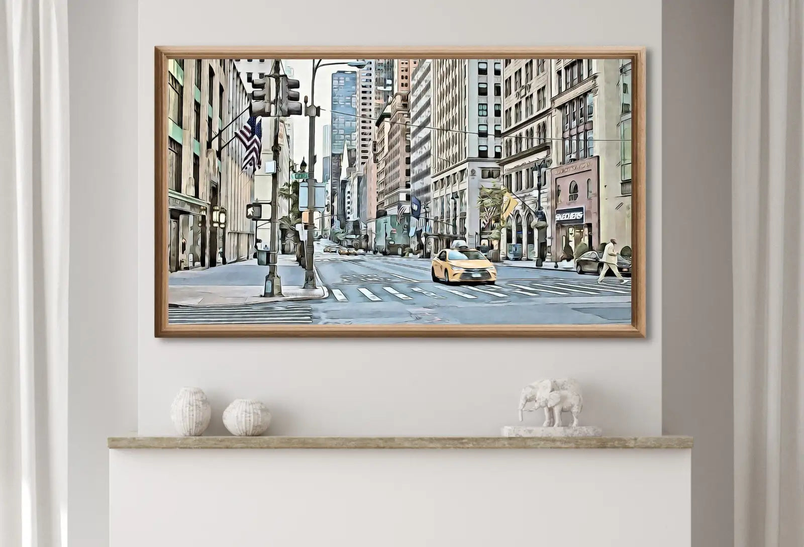 Detail view of artwork from Samsung Frame TV Art 4K New York City 5th Avenue Wall Art Urban Decor. Instant Download New York Digital Painting for Frame TV. Art for TV. (variation 1)