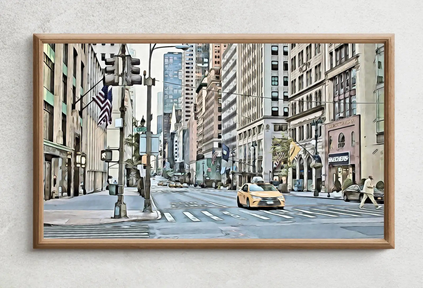 Detail view of artwork from Samsung Frame TV Art 4K New York City 5th Avenue Wall Art Urban Decor. Instant Download New York Digital Painting for Frame TV. Art for TV. (variation 2)