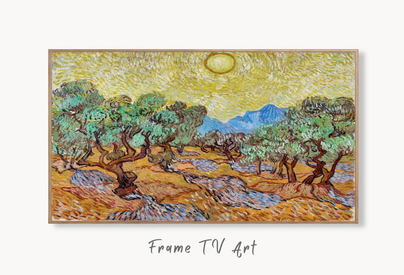 Detail view of artwork from Samsung Frame TV Art 4K Olive Trees Landscapes Famous Painting by Vincent van Gogh. Instant Download van Gogh Landscape for the Frame TV. (variation 1)