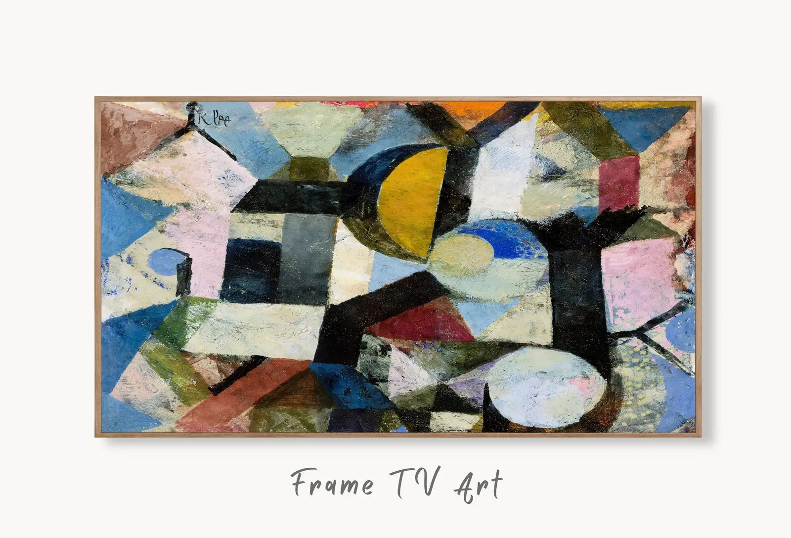Samsung Frame TV Art 4K Paul Klee Abstract Colorful Painting. Instant Download Vintage Famous Abstract Painting. Paul Klee Art for Frame TV displayed on Samsung Frame TV on a living room wall.
