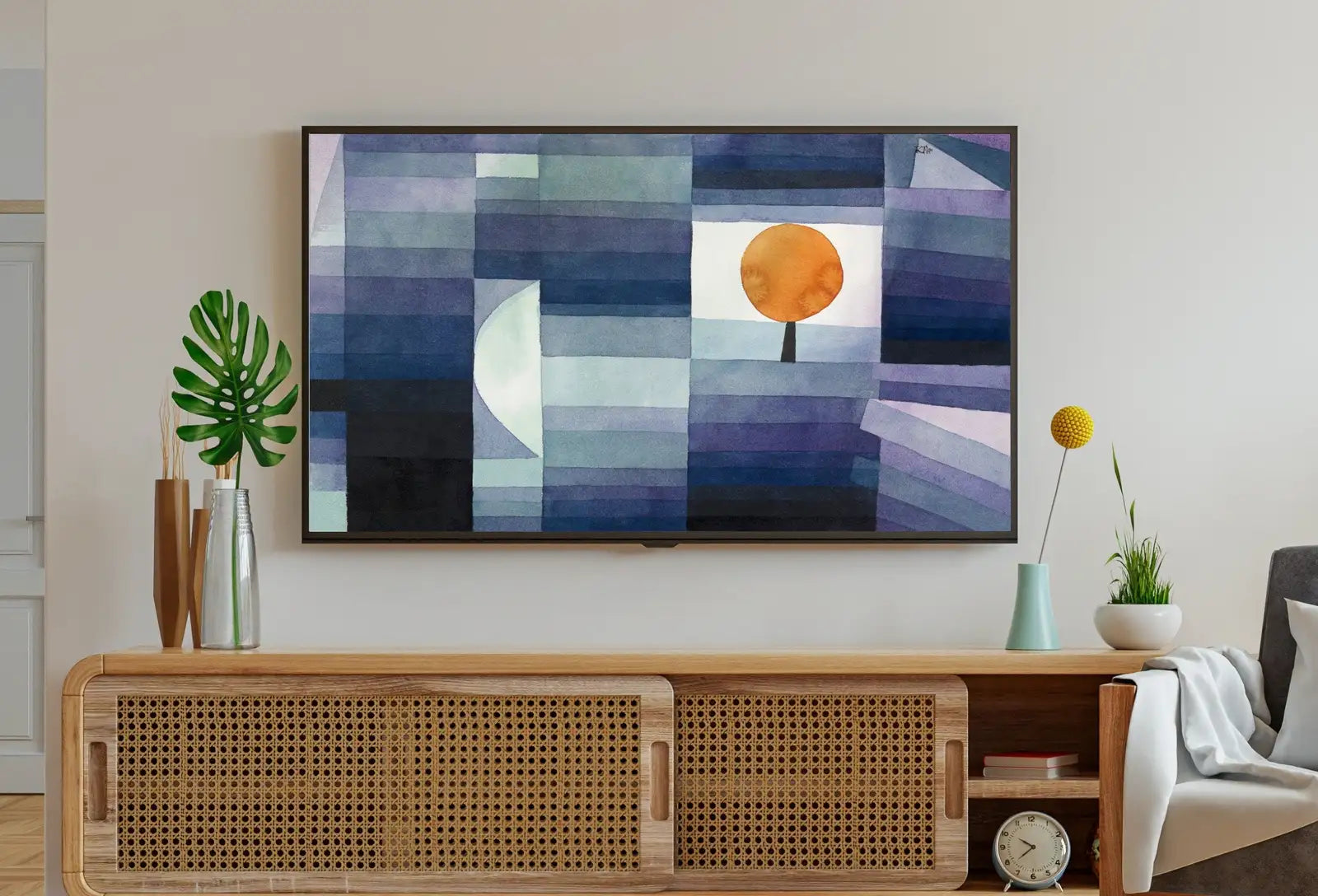 Detail view of artwork from Samsung Frame TV Art 4K Paul Klee Blue Abstract Painting. Instant Download Vintage Famous Abstract Painting. Paul Klee Art for Frame TV. (variation 1)