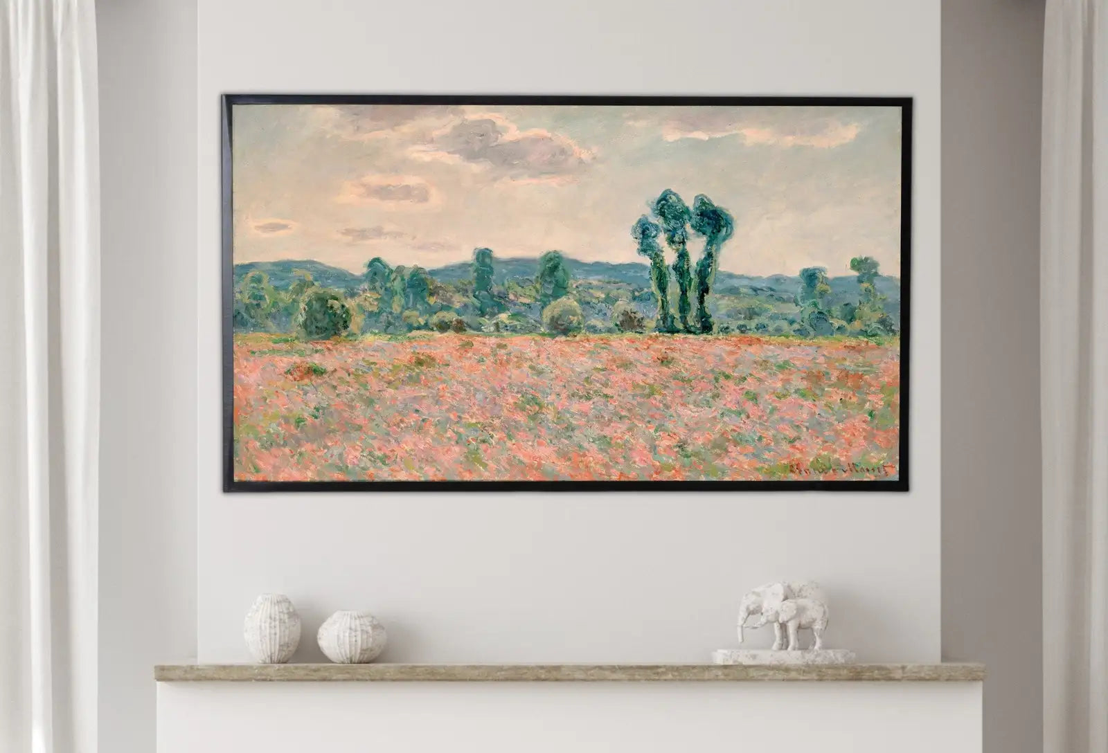 Detail view of artwork from Samsung Frame TV Art 4K Poppy Field Famous Painting by Claude Monet. Instant Download Landscape Wall Art for the Frame TV. Vintage Wall Art. (variation 1)