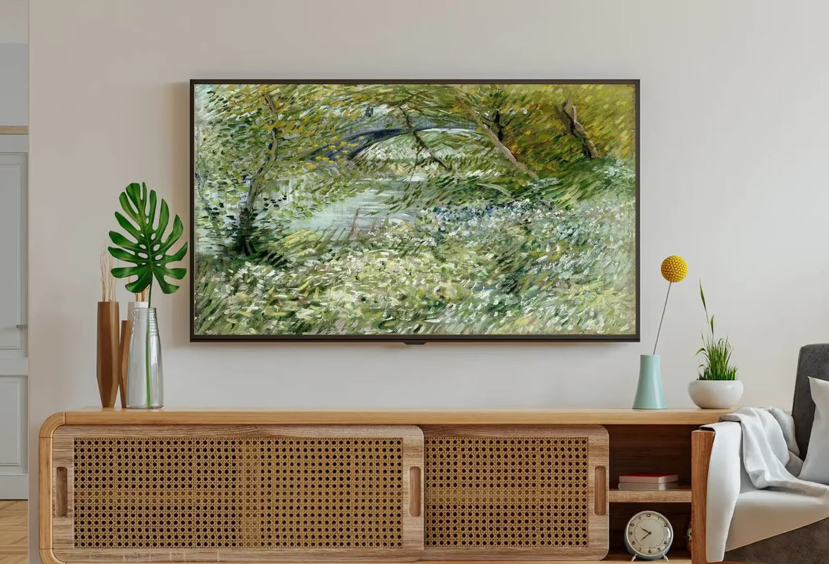 Samsung Frame TV Art 4K River Bank in Springtime Famous Painting by Vincent van Gogh. Instant Download van Gogh Landscape for the Frame TV – Frame TV  Art