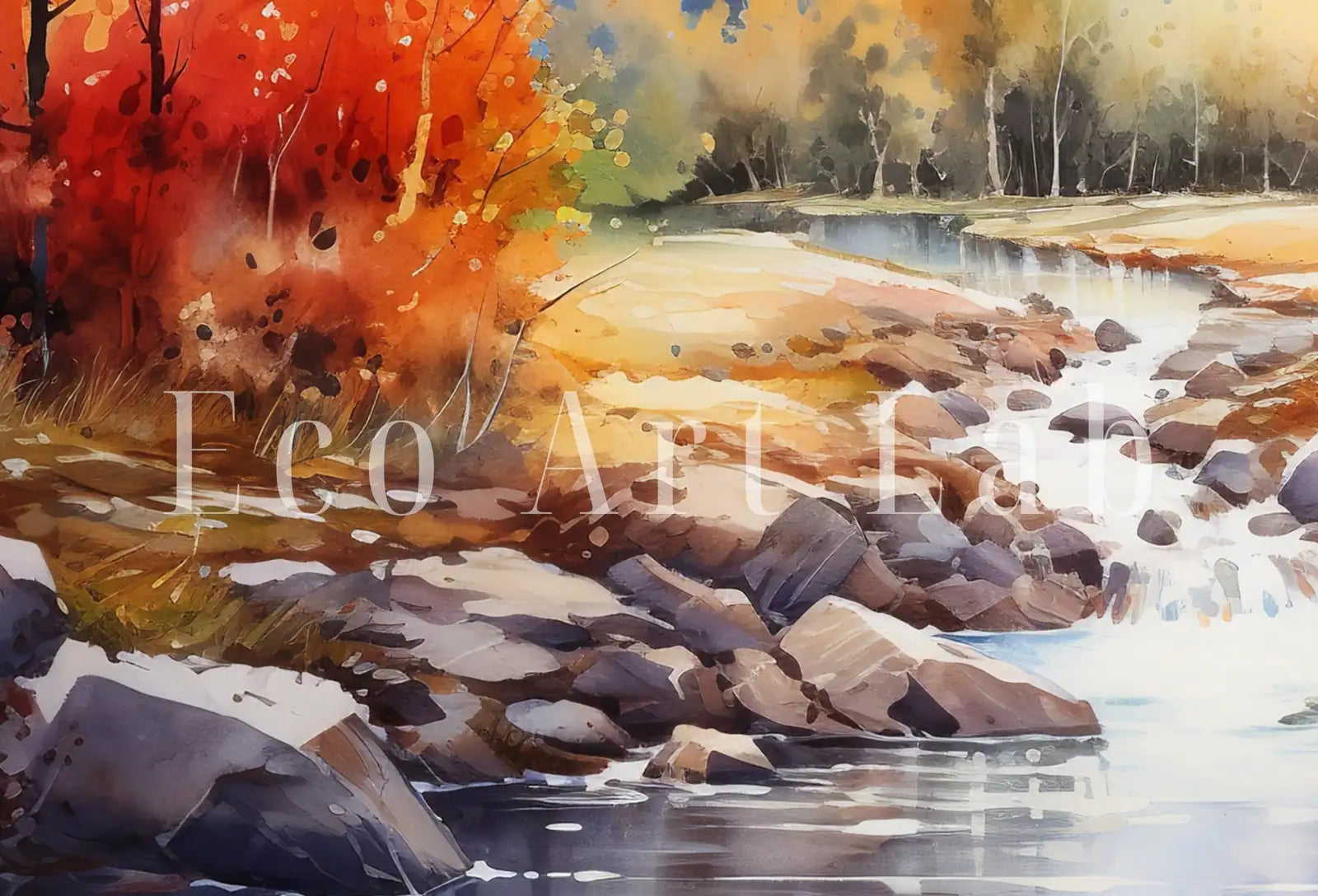 Included artwork preview showing first selection of artworks from Samsung Frame TV Art 4K River & Forest Colorful Fall Landscape Painting. Instant Download. Forest Art for Samsung Frame TV. Art for TV.