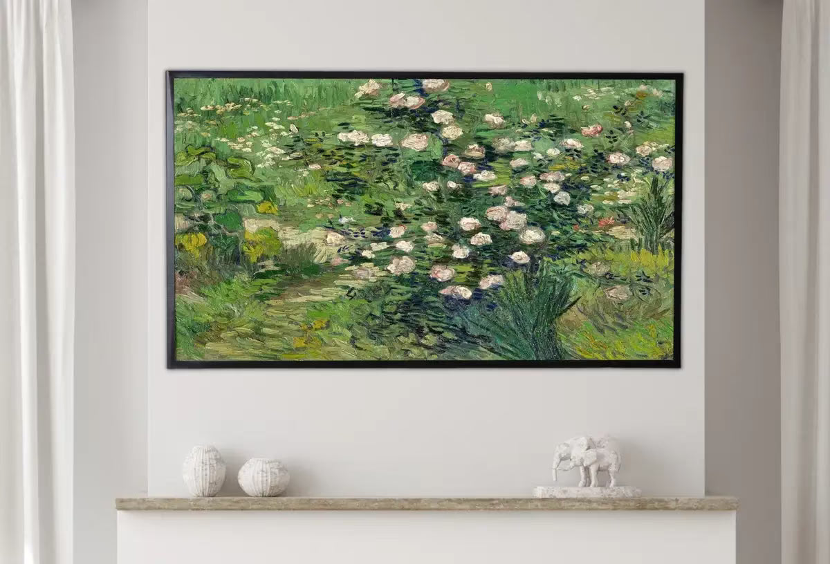 Samsung Frame TV Art 4K Roses in Field Famous Painting by Vincent van Gogh. Instant Download van Gogh Art for Frame TV. Vintage Wall Art – Frame TV  Art